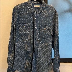 Lucky Brand Men's Denim Blue Floral Shirt